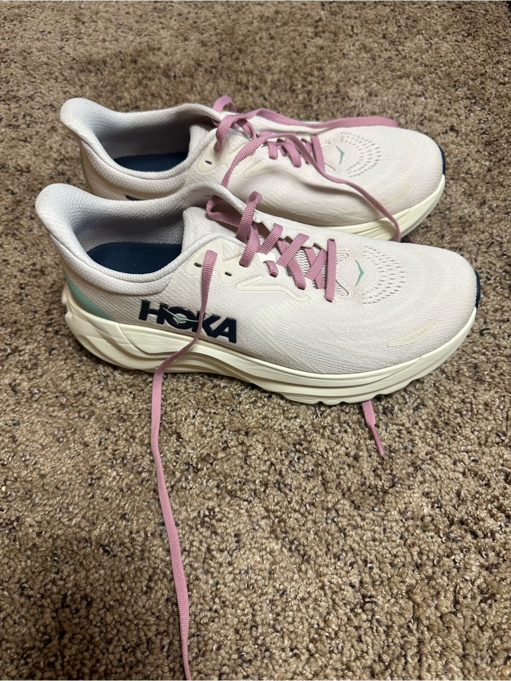 Hoka Women's Running Shoes - Light Pink and Cream